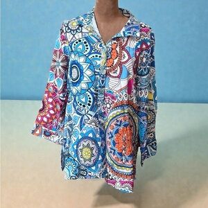 Ali Miles Colorful Mandala Pattern Blouse